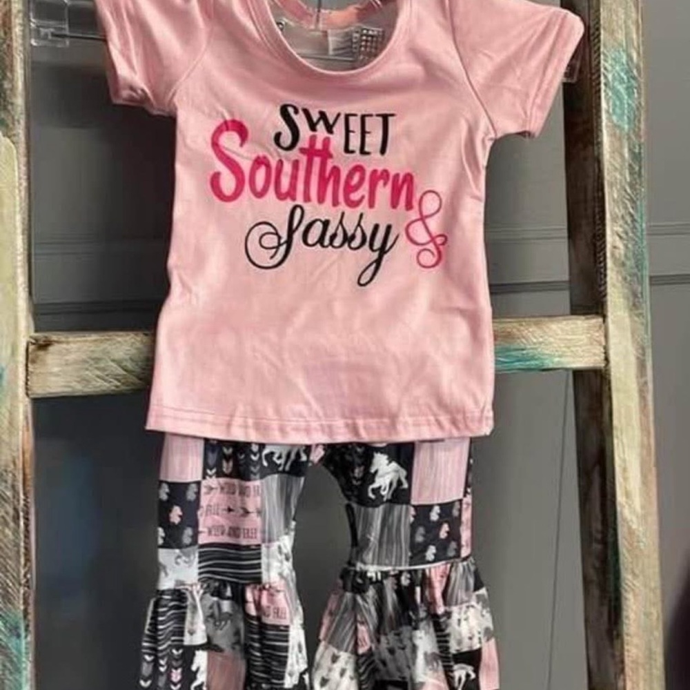 Sweet Southern Sassy Kids Pajamas - Pink and Black